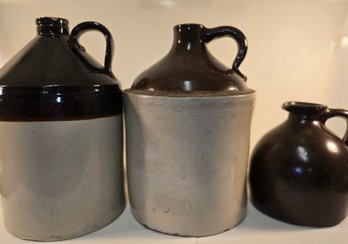 3 Antique Whiskey, Molasses Jugs