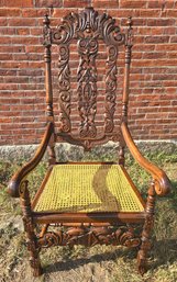 Antique Wood Chair Ratan Seat