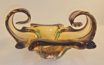 Vintage Art Glass Decorative Dish, Bowl