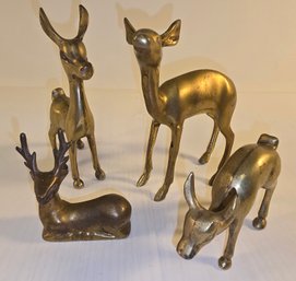4 Small Brass Deer Figures