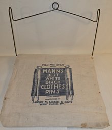 Vintage Clothesline Clothespin Holder Bag