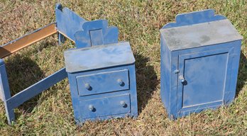 Vintage Doll Furniture In Old Blue Paint