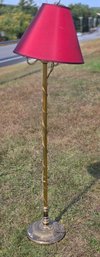 Vintage Floor Lamp With Red Shad