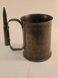 Antique Trench Art Brass Tankard Mug Shell Art