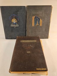 3 Antique Yearbooks From 1926,1927 & 1929 Art Deco Cover Blue Bonnet