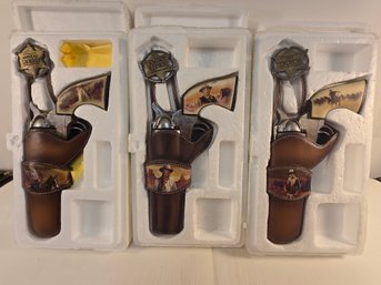3 John Wayne Straight Shooter Collection Commemorative Guns With Coa
