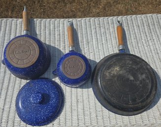 LL Bean Cast Iron And Enamel Pots & Fry Pan