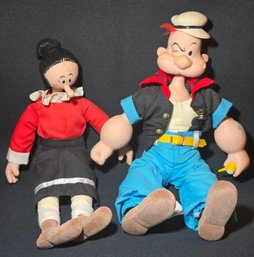 Vintage 1985 Vinyl Popeye The Sailor Man & Olive Oyl Dolls By Presents 18 Inches