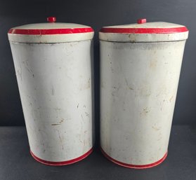 2 Vintage Large 16' Tall 10'x10' Wide Kitchen Canisters