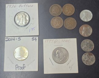 US Coins Lot Pennies, Nickles And Quarter