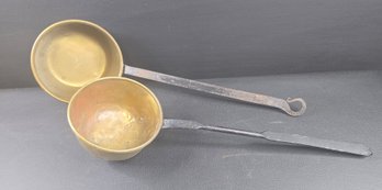 Antique Ladle's, Hand Pounded Brass With Hand Wrought Handles