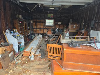 Garage Bay, Lumber,wooden Chest,shelving,Trolling Motors Much More