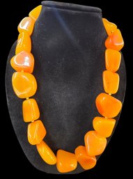 Vintage Kenneth Lane Mid Century Orange Resin Rock Bead Necklace