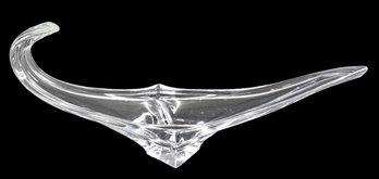 Vintage Confrac Art Verrier France Glass Center Piece Long Curved Glass Bowl