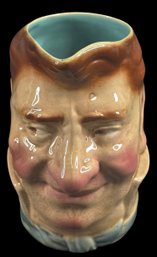 Antique 1800s Sarreguemines 'John Bull' Anthropomorphic Face Jug Turquoise Colored Interior