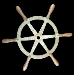 Antique Bronze And Brass 6 Spoke Ships Wheel 16'