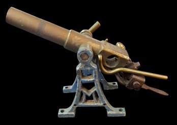 Antique Brass And Cast Iron Scale Model Replica Gatling Gun