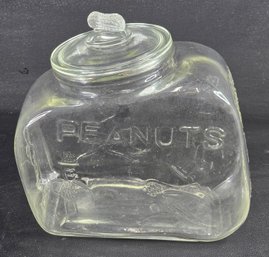 Vintage Glass Planters Peanuts Embossed Display Canister