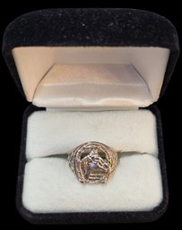 Vintage .925 Silver Equestrian Horseshoe/Horsehead Pinky Ring Size 6