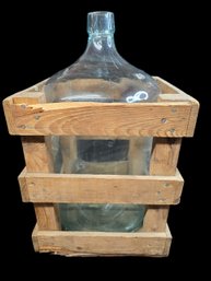 Five Gallon Glass Water Jug In Wood Brace