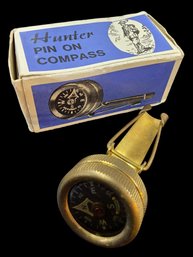 Vintage Hunter Brand Pin-on Compass In Original Box