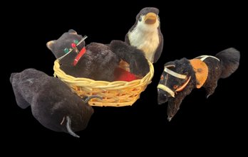 Collection Of Vintage West German Faux Fur Animal Figures