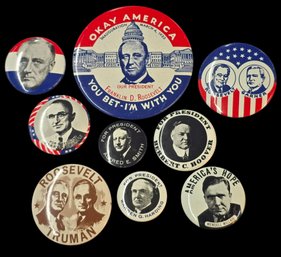 Vintage Political Pinback Button Advertising/Support Buttons