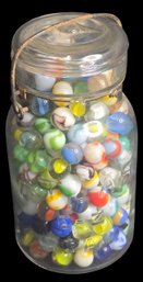 Quart Mason Jar Full Of Vintage Marbles