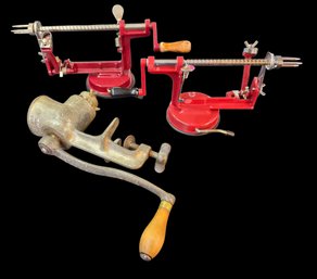 Vintage Meat Grinder & 2 Apple Peelers