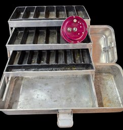 Vintage South Bend Fly Fishing Reel & Umco Vintage Umco Metal Tackle Box