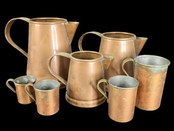 Copper Pitchers And Tankards