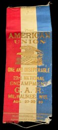 Antique American Union  Commemorative Ribbon, G.A.R