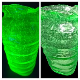 Consolidated Glass Co. CatalonIan Line  Uranium Glass Triangular Vase