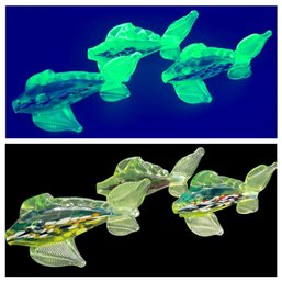 Multi Colored Murano Glass Style Glass Fish, Vaseline Glass