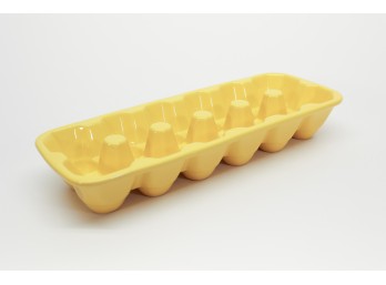 Yellow Ceramic Egg Tray, Farmhouse Crate