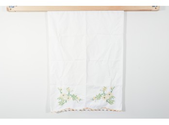 Hand-Embroidered Floral Pillowcases, Pair