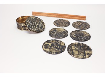 Restoration Hardware Chinese Coaster Set (6)