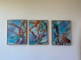 Abstract Trio Paintings By Lenore Jaffe