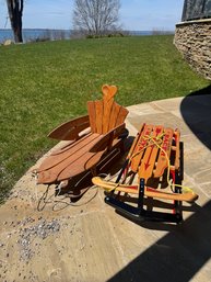 Pair Of Wooden Sleds