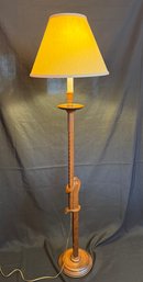 Wood Lamp With Yellow Shade