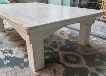 Distressed Raffia Painted Coffee Table