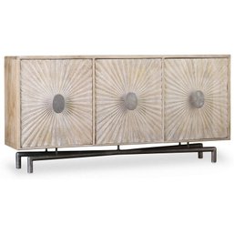 Modern 68-inch Entertainment Console In Light Wood & Iron