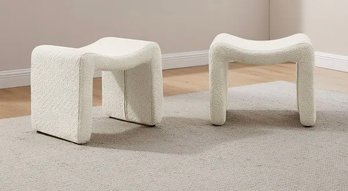 Pair Of Boucle Ottomans