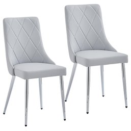 Devo Side Chair, Set Of 2 In Light Grey And Chrome