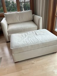 Room And Board Chair & A Half With Storage Ottoman