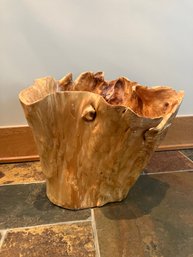 Mid Century Large Hand Crafted Organic Burlwood Centerpiece Bowl