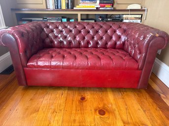 Vintage Red Tufted Sofa