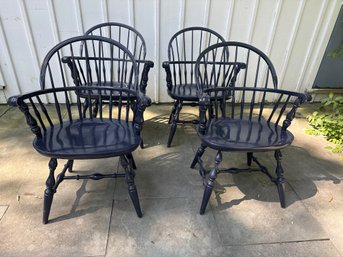 Set Of 4 Navy Windsor Chairs