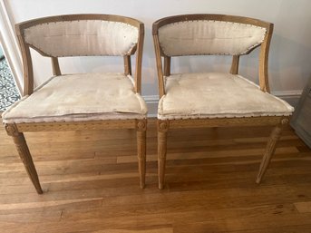 Pair Of Restoration Hardware Swedish Demi Lune Chairs