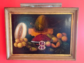 Oil Painting On Board Of Fruit.